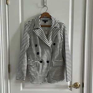 Banana Republic Pique Knit Navy and White Stripe Blazer